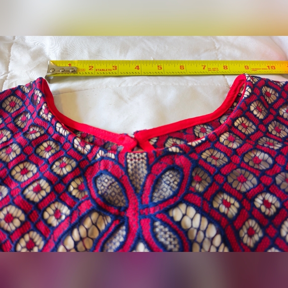Boohoo stunning lacey long sleeved red & blue backless dress (Size 10) 💙👗🩷👗 - Picture 9 of 16